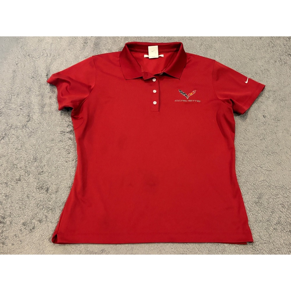 Nike Golf Dri-FIT Corvette Polo Shirt Womens XL Red Short Sleeve Embroidered